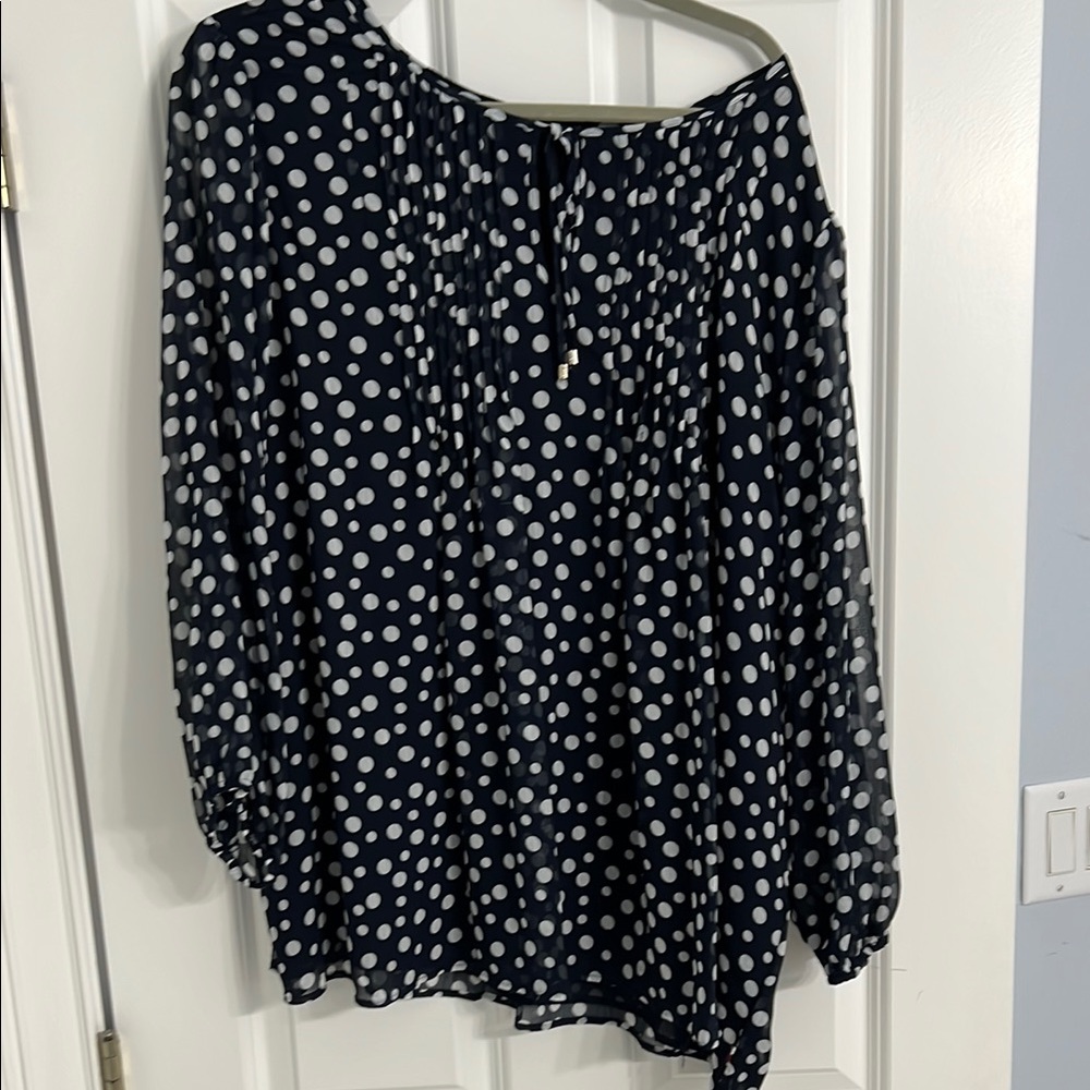 Tommy Hilfiger Polka Dot Blouse - Navy and White